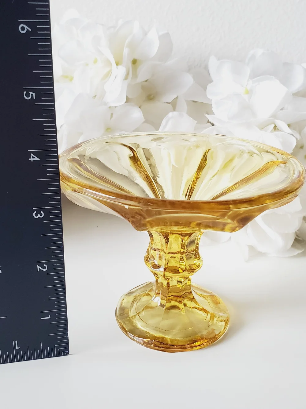 Vintage Amber Glass Compote Dish - Pedestal Centerpiece